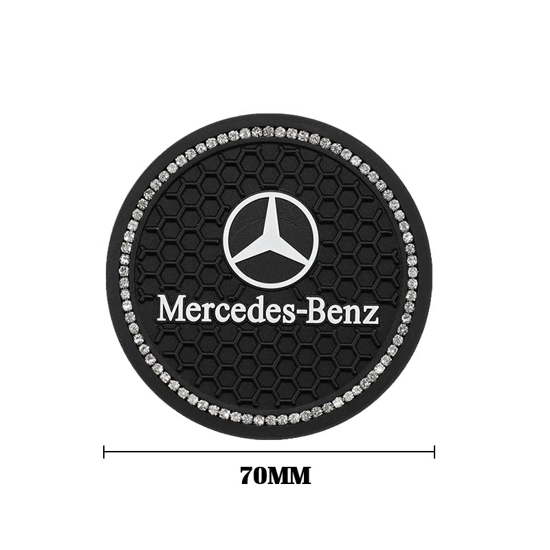 2Pcs Crystal Decoration Silicone Mat Car Water Cup Groove Anti-slip Pads For Mercedes Benz AMG Smart W205 C300 W203 W206 W108