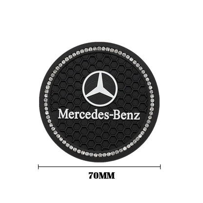 2Pcs Crystal Decoration Silicone Mat Car Water Cup Groove Anti-slip Pads For Mercedes Benz AMG Smart W205 C300 W203 W206 W108