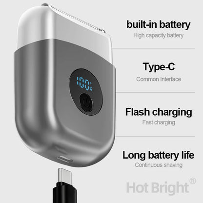Electric Foil Shaver Portable Travel Razor for Men Rechargeable LED Display Face Shaving Beard Trimmer Cordless