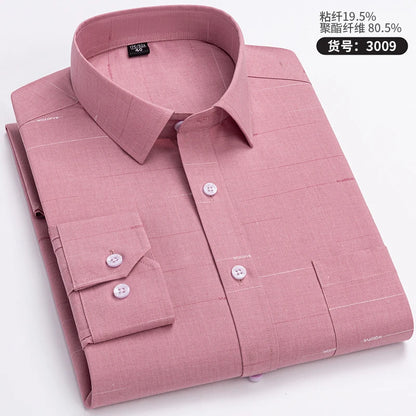 High Quality Men's Shirts Spring Autumn Long Sleeve Wrinkle Resistant Non Ironing Stripe Man Clothing  Big Size 5XL 6XL 7XL