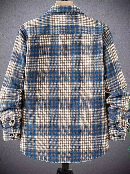 Thickened Plaid Shirt Autumn Winter Men's Korean Version Trend Outerwear Double Pocket Versatile Woolen Coat Shirt