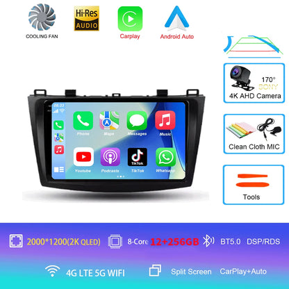 For Mazda 3 II For Mazda3 BL 2009 - 2013 Android16 Carplay Auto 4G+WIFI GPS Car Radio Navigation Multimedia Video Player Stereo