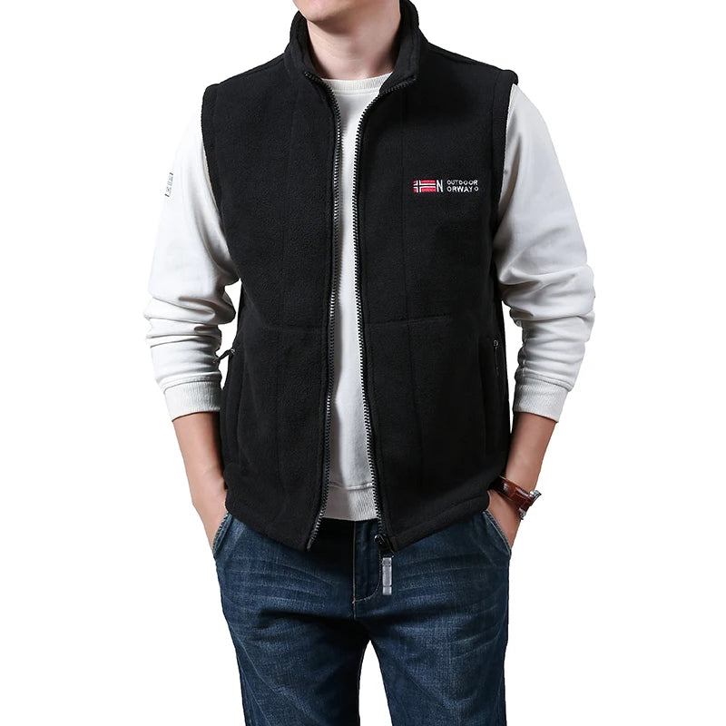Outerwear Polar Fleece Vest Men Autumn Winter Solid Color Thicken Warm Vests Man Outdoor Casual Fashion Hiking Sportswear Male