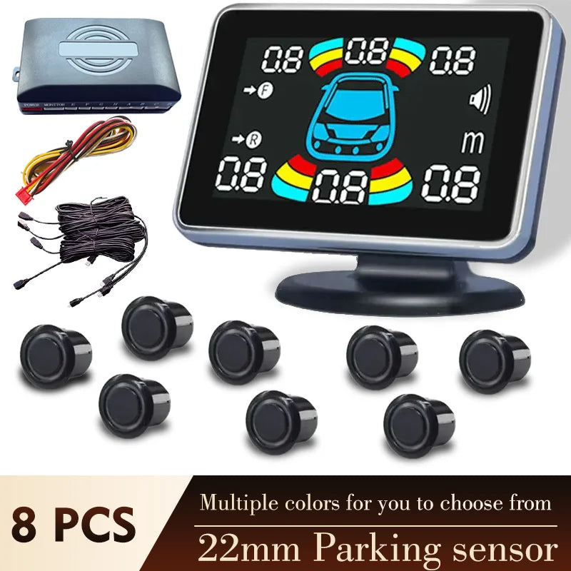 Electromagnetic Parking Sensor LED Monitor 8 Sensor Front Parktronic System Motion Detection Backlight