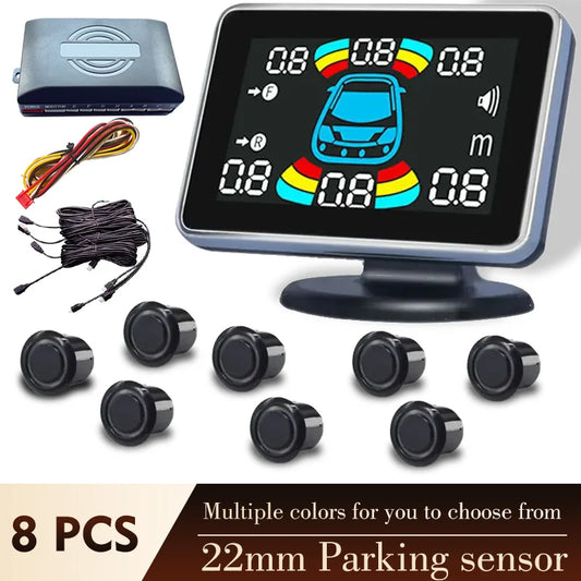 Electromagnetic Parking Sensor LED Monitor 8 Sensor Front Parktronic System Motion Detection Backlight