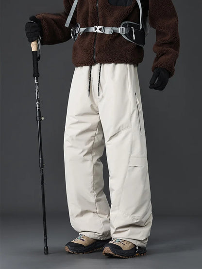 Large Size Winter Outdoor Casual Duck down Thermal Thickened Straight Leg Pants Men's Hiking Trousers Windproof And Cold-resi...