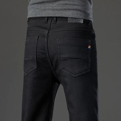 Winter Men's Slim Loose Straight Elastic Denim Pants Casual Clothing Fashion Plush Thickening Trousers Fleece Thick Warm Jeans