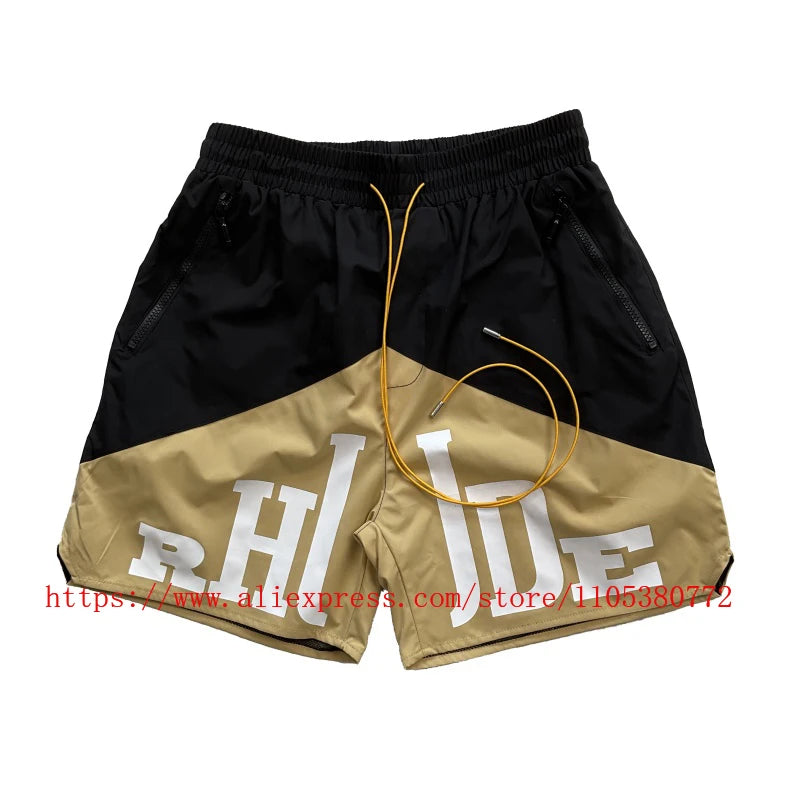 New Arrival RHUDE Print Casual Shorts Loose Street Shorts with Pockets Men's High Quality Shorts