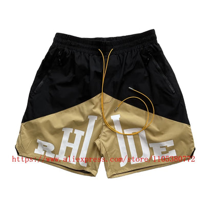 New Arrival RHUDE Print Casual Shorts Loose Street Shorts with Pockets Men's High Quality Shorts