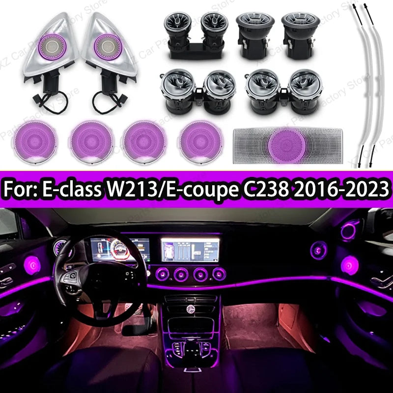 For Mercedes Benz E-Class W213 2016-2021 Led 64 Colors Air Vents AMG E43 E53 3D Rotating Tweeter Speaker Interior Ambient Light