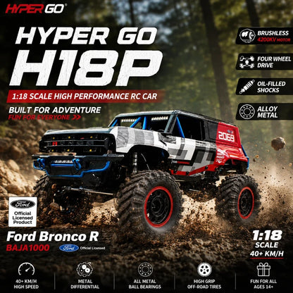 New MJX Hyper Go H18P  1:18  RC Car Brushless 4WD Off-Road Crawler 2.4G Remote Control Toy Truck RTR