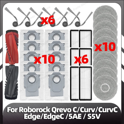 Fit for Roborock Qrevo C/Curv/CurvC/CurvC PRO/Edge/EdgeC/5AE/S5V/S5X/5AI/5XC Main Side Brush HEPA Filter Mop Pad Dust Bag Parts