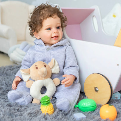 NPK 55CM Reborn Baby Boy Doll Full Body Soft Silicone Real Touch Yannik Children's Bath Toy Waterproof Ideal Gift
