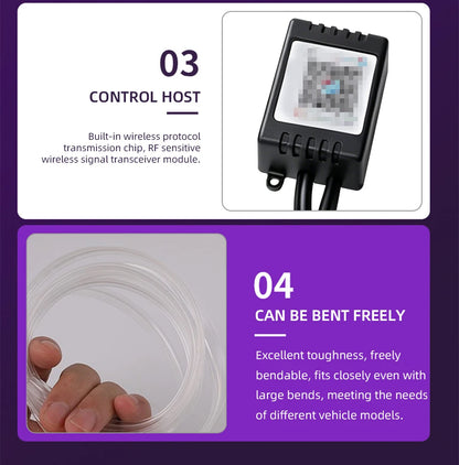 Car 4/5/6in1 Interior Decoration Ambient RGB Fiber-Optic Light Strip USB Dashboard Neon Light Strip App Control Accessories