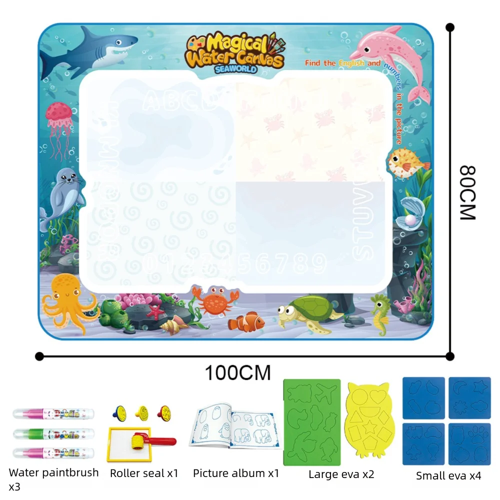 Magic Water Drawing Mat Canvas Reusable Painting Board Doodle Color Reveals When Wet With Mat Pens Sketchbook Tracing Boards