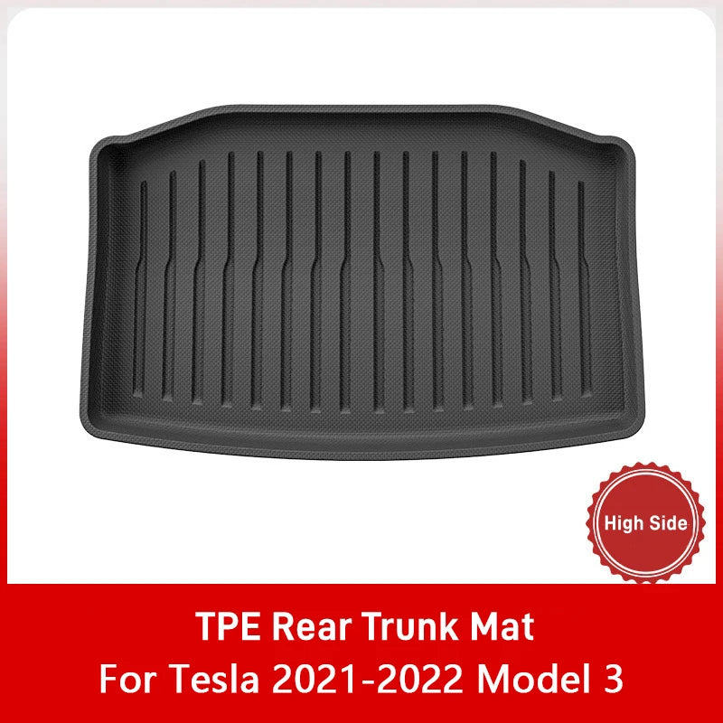 For Tesla Model Y / 3 2019-2023 Full Coverage Rear Trunk Mats TPE Rear Seat Backrest Protective Pad Cargo Liner Anti-Kick Pad