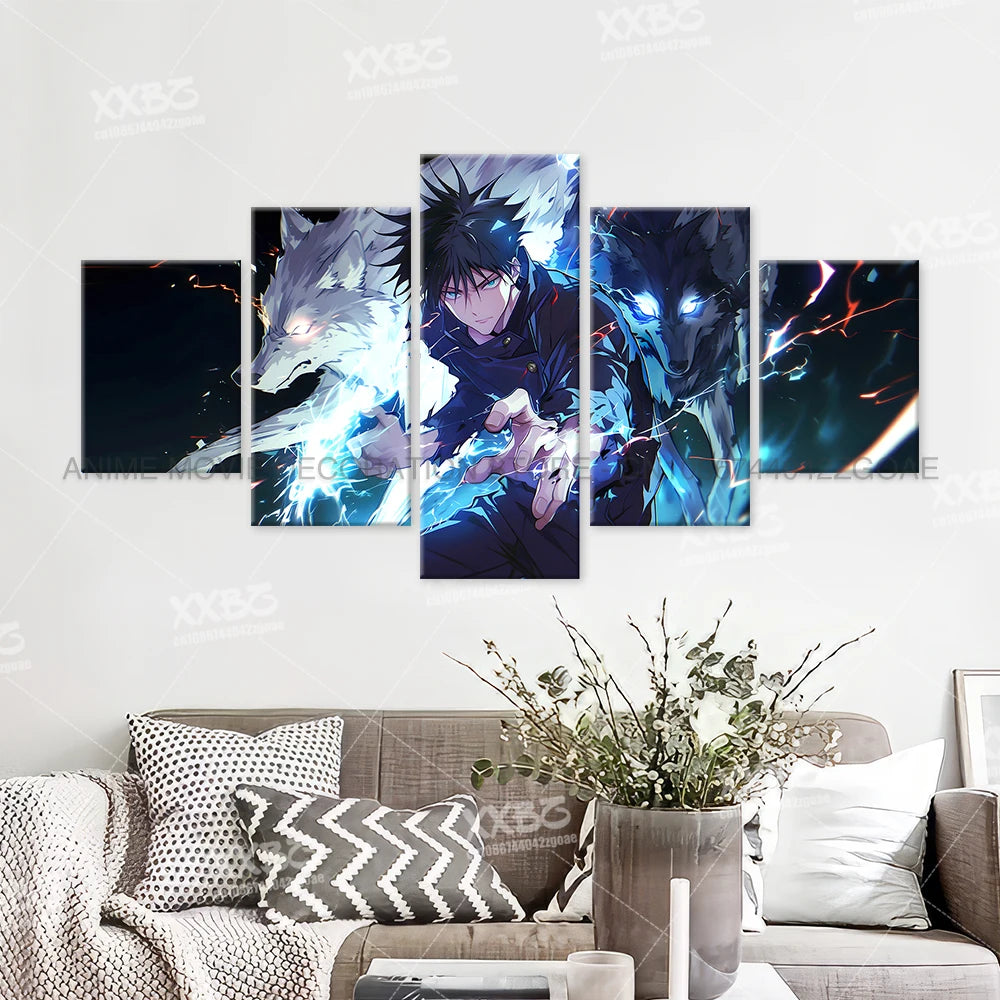 Anime Jujutsu Kaisen Character 5PCS Home Decor Canvas Paintings Pictures Wall Art Printed Poster No Frame Artwork Living Room