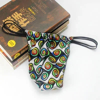 2pcs/lot Real silk low-waist men underwear personality trend men thong silk stretch briefs sexy double T pants