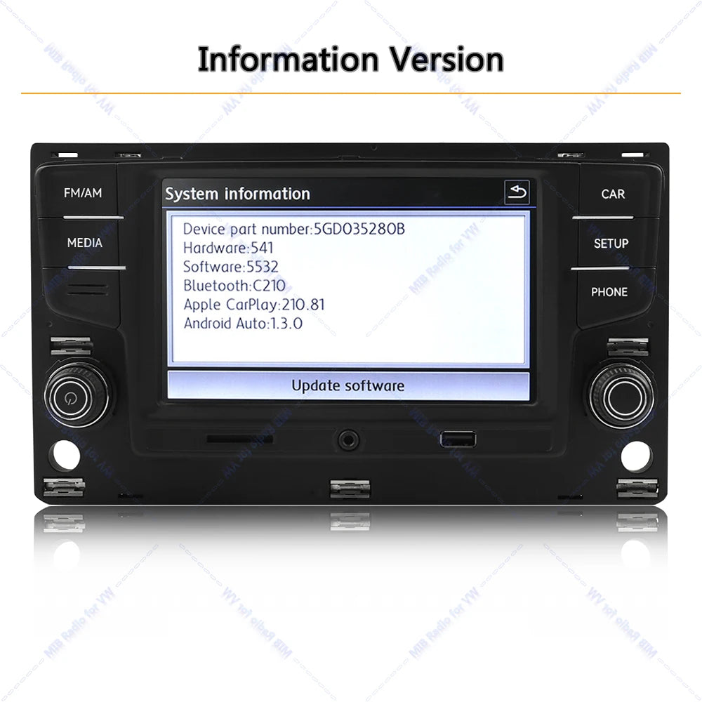 Noname 5GD035280B MIB Carplay Car Radio for VW Golf MK7 MK7.5 Passat B8 Sportvan Tiguan Bluetooth 6.5 inch Android Auto Player