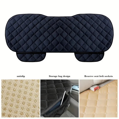 Rear Car Seat Covers Flocking Cloth Car Cushion Non Slide Checkered Winter Keep Warm Mat Pad Universal Fit Truck SUV Van