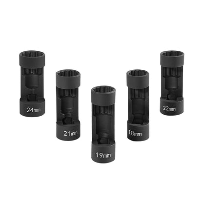 5Pcs 12 Point Suspension Strut Socket Chrome Vanadium Steel Strut Nut Socket Set 1/2in Drive 18‑24mm for Car Repair Tool