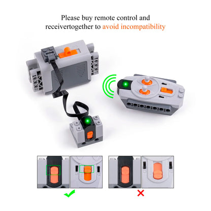 MOC Power Functions Set M Motor Battery Box IR Remote Receiver Technical Building Blocks Modified Parts For RC Car Robot Model