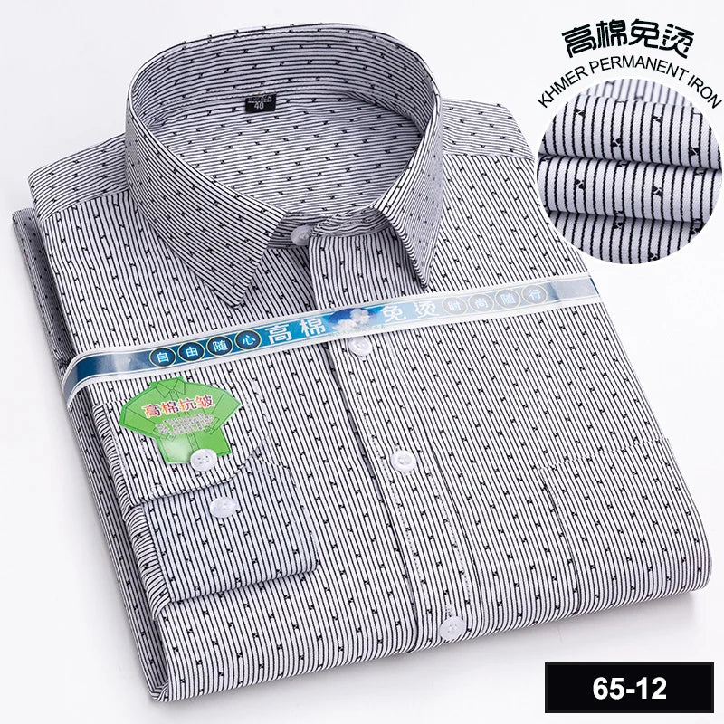 Men's Long Sleeve Casual Shirts Fashion Print Cotton Standard Fit Button Pocket Soft Shirts For Man Office Business Dress New