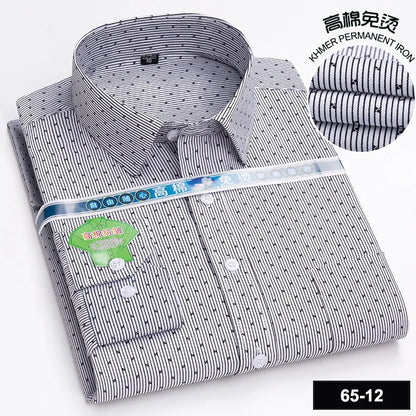 Men's Long Sleeve Casual Shirts Fashion Print Cotton Standard Fit Button Pocket Soft Shirts For Man Office Business Dress New