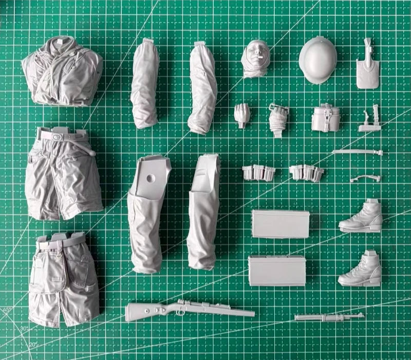 1/10 Scale Resin DieCast Figure Model Kit Poteau Ambush Battle Paratroopers Transport Ammo Unassembled and Unpainted