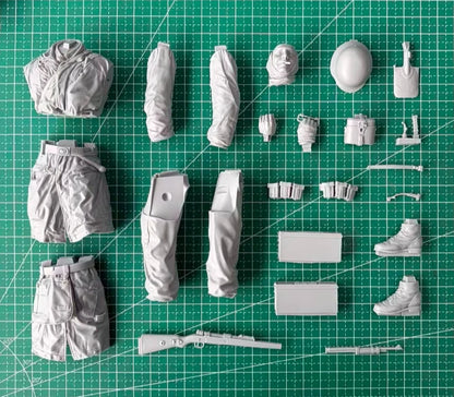 1/10 Scale Resin DieCast Figure Model Kit Poteau Ambush Battle Paratroopers Transport Ammo Unassembled and Unpainted