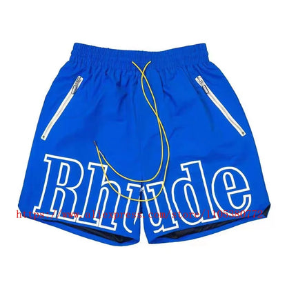 New Arrival RHUDE Print Casual Shorts Loose Street Shorts with Pockets Men's High Quality Shorts
