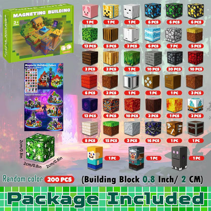 Magnetic Building Block Bricks Toy Mine Stacking World Creativity DIY Model Set Educational STEM Kids Holiday for Boy Girls Gift