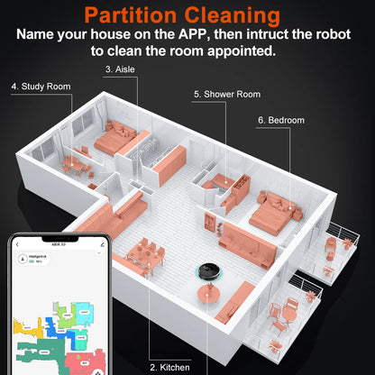 ABIR X9 Robot Vacuum Cleaner,Laser Lidar,UV Spot Cleaning, 6500PA Suction,Multi-Floor Map,Smart Zone Control,Auto Carpet Boost