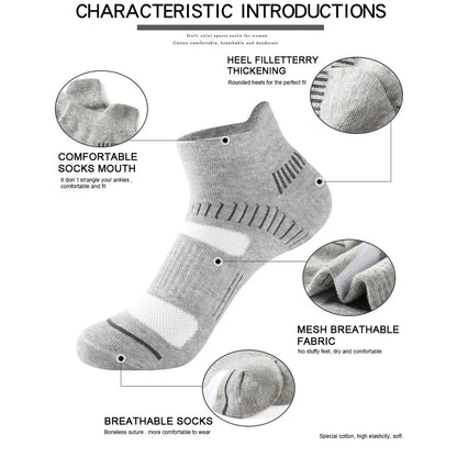 10 Pairs Running Ankle Socks Men Cotton Breathable Soft Short Socks Casual Black White Athletic Fitness Sport Socks