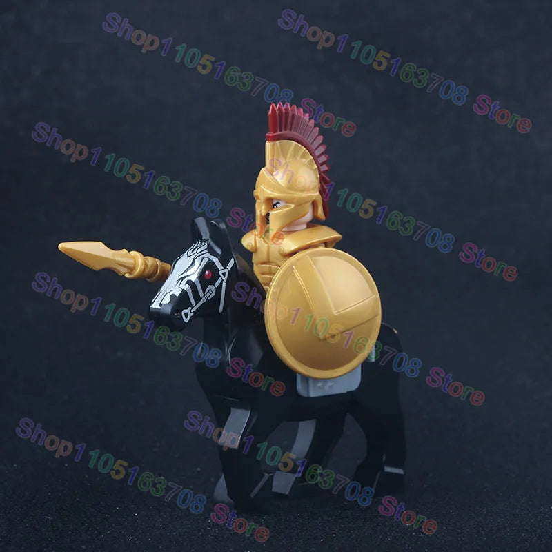 MOC Medieval Military Crusader Knight Building Blocks Castle Army Soldier Figure Horse Mount Shield Sword Accessories Bricks Toy