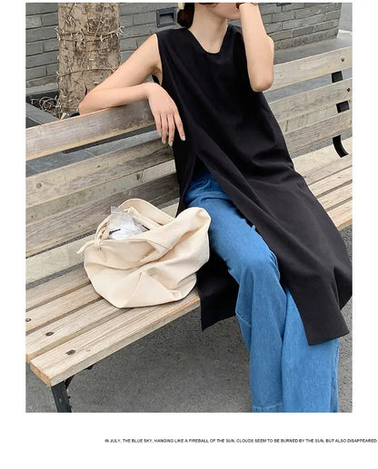 Simple Style Mid-Length V-Neck Women's Dress Knee-Covering Summer Cotton Linen A-Line Skirt Casual City Walk Dress