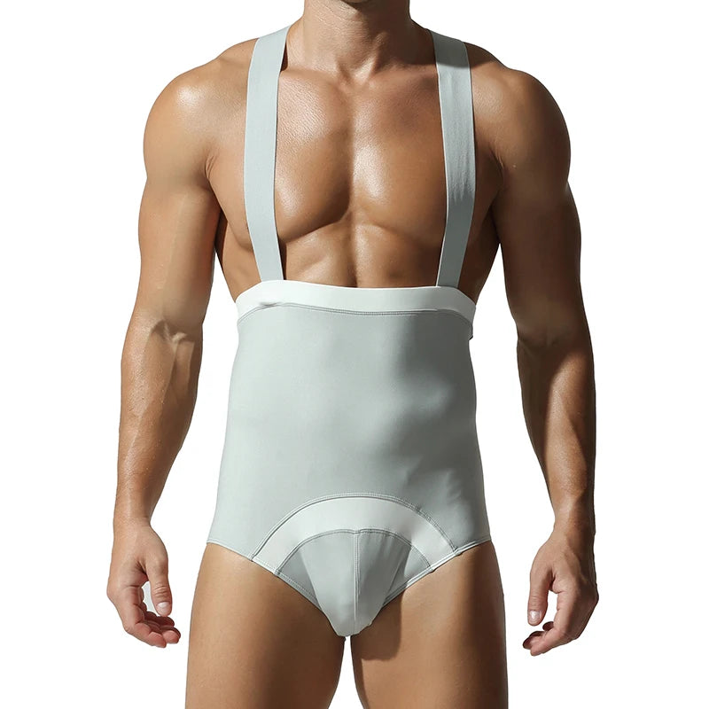 Men's shapewear, high elasticity, tight fitting, casual, sports, fitness, beauty, sexy base, one-piece suspender underwear