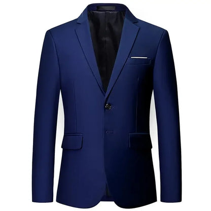 Men White Formal Jackets Two Bittons Long Sleeve Korean Mens Suit Jackets Office Wear Wedding Blazer