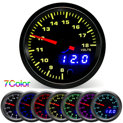 2" 52mm 7 Color LED Dual Display Gauge Boost PSI Boost BAR Water / Oil Temp Oil Pressure Voltmeter Air Fuel Ratio EGT Tachometer
