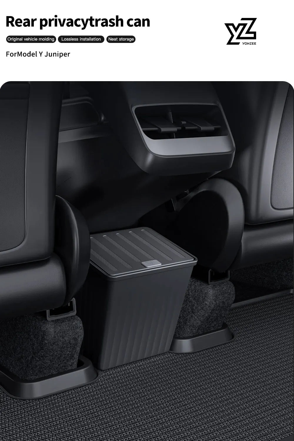 YZ For Tesla Model 3 Higland Y Juniper 2026 Rear Trash Can Storage Box With Cover Car Speical Organizer Umbrella Box Accessories