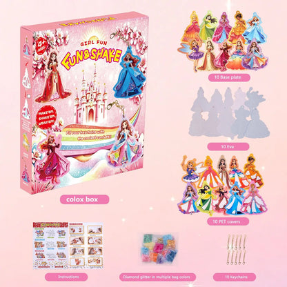 Children DIY Princess Shaker Charm Animal Ocean World Keychain Pendant Educational Toy Set for Kids Creative Play