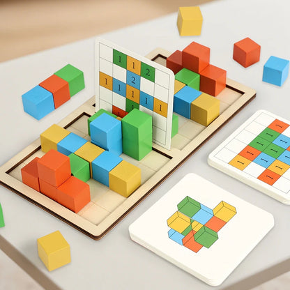 Wooden Two-Player Battle Building Blocks Concentration And Logic Training Interactive Board Game Puzzle Space Three-Dimensional