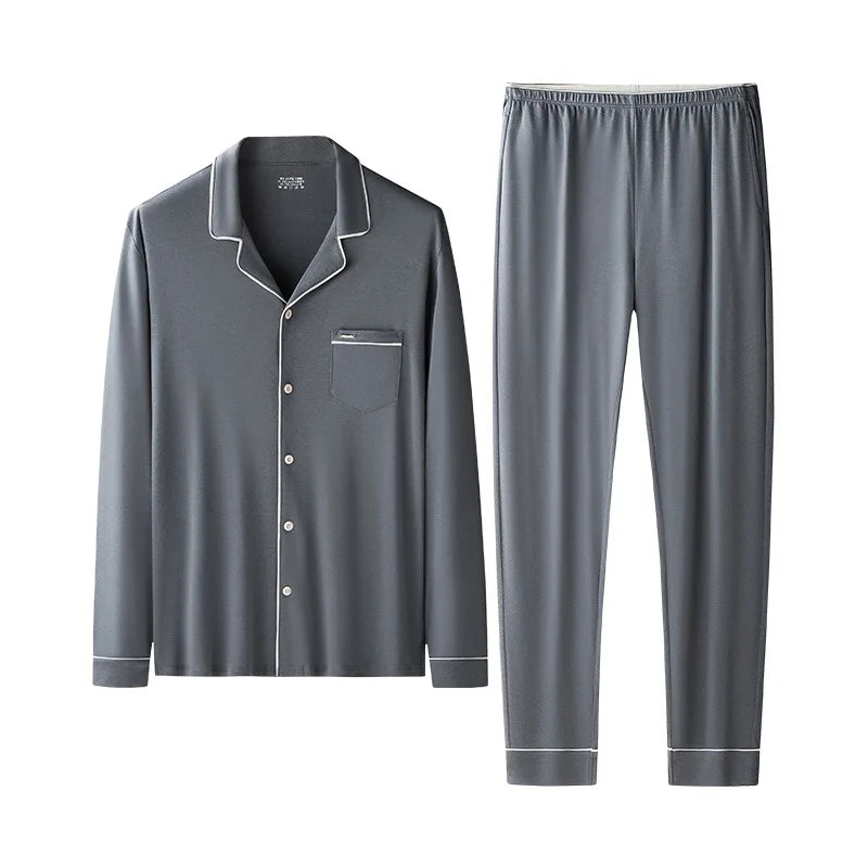 Men's Loose Fit Pajamas Set Soft Lyocell & Cotton Blend Breathable Sleepwear Cozy Home Loungewear Comfortable Pajamas