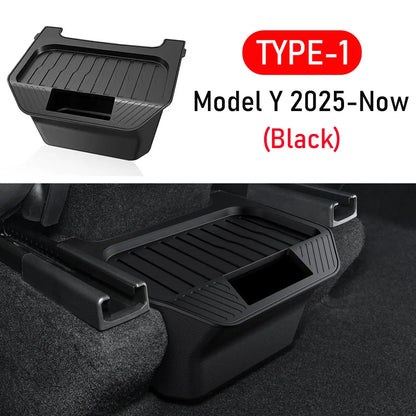 2025 2026 for Tesla Model Y Juniper Trash Can Rear Center Console Organizer Backseat Storage Box with Lid Floor Pads Accessories