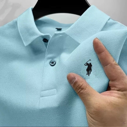 New Men's High-Quality Embroidered Logo Short-Sleeved Polo Shirt, Summer Fashion, Casual, Comfortable, Breathable T-Shirt Top