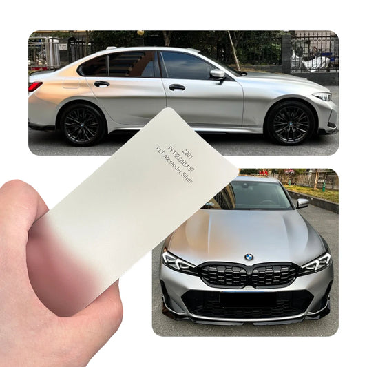 Super Bright Alexandrite Silver Full Car Wrap Vinyl PVC PET Auto Body Sticker Color Changing Film Roll Paint Protection 1.52X18M