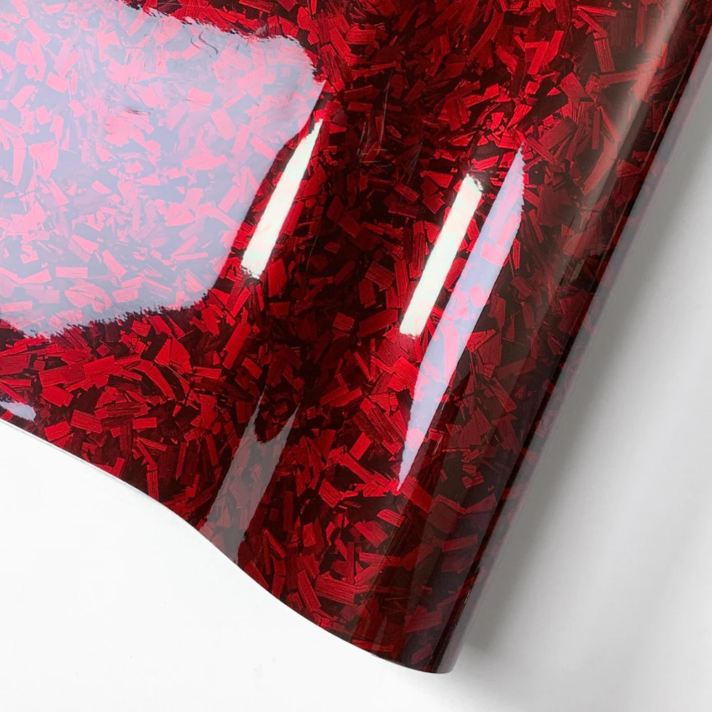 Carbon Fiber Laser Red Car Stickers Glossy Holographic Vinyl Wrap Films Air Release Bubble Free Auto Body Decal Car Accessories