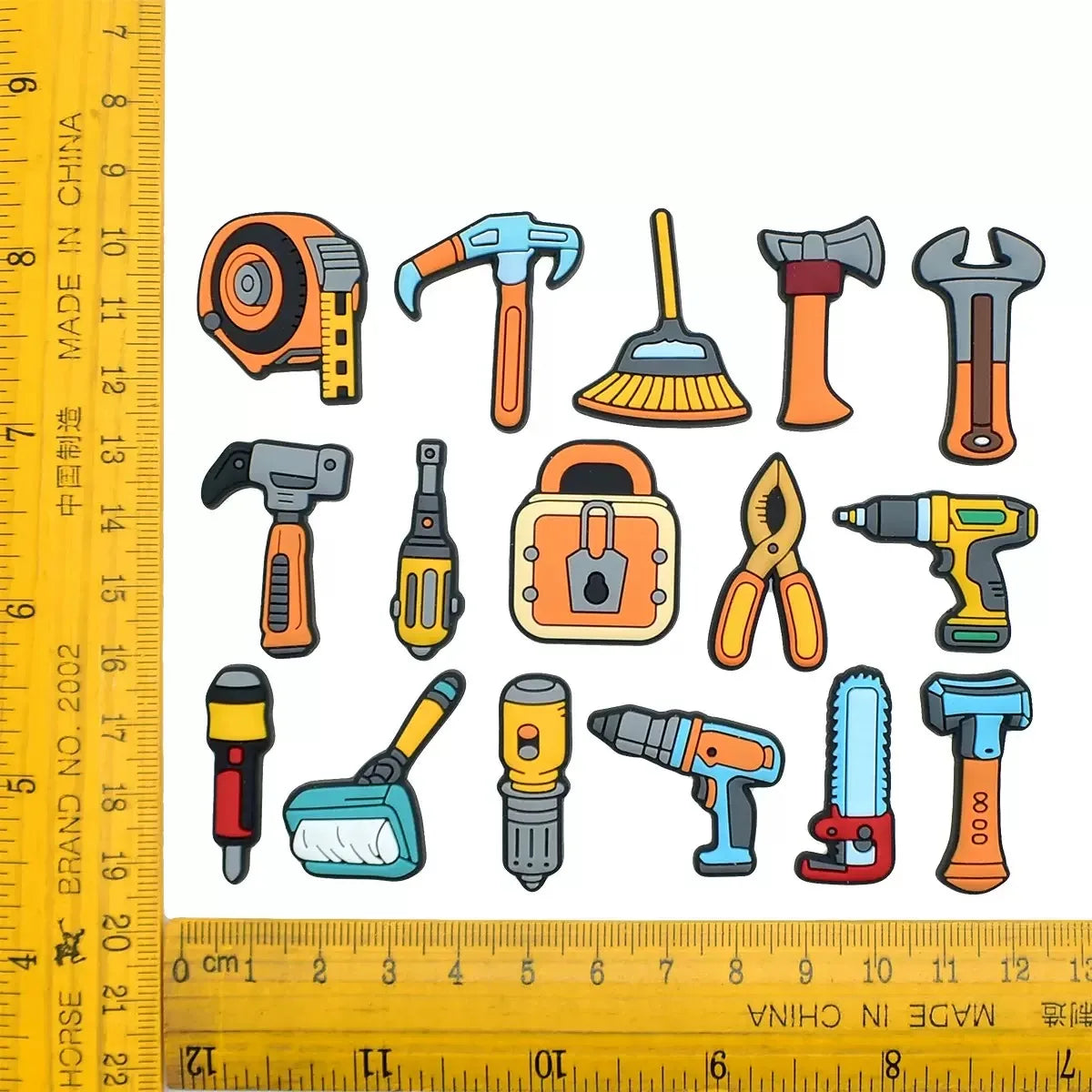 1-20pcs Tool Box Safety Helmet Tape Measure PVC Sandal Shoe Charms Buckle Clog Fit Wristbands Backpack Decorations Kid Gift