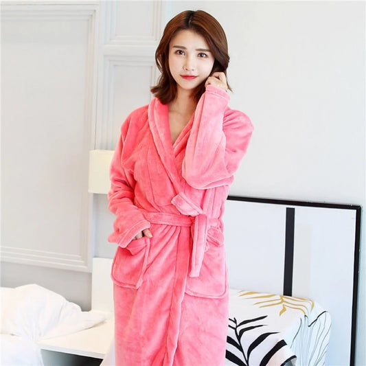 Thiened Long Pajamas Couples Flannel Spwear Coral Fce Home Clothes Men Women Robe Autumn Winter Nightgown Casual Sle