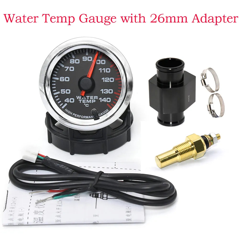AD 52MM Water Temperature Gauge 40~140 Celsius Racing Gauge Kit Car with 1/8NPT Sensor Water Temp Joint Pipe Sensor Adapter